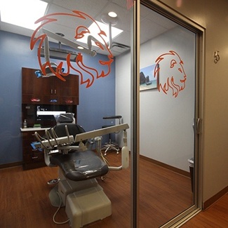 Door to dental treatment room at Del Rey Dental