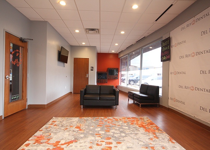 Comfortable and colorful dental office waiting room